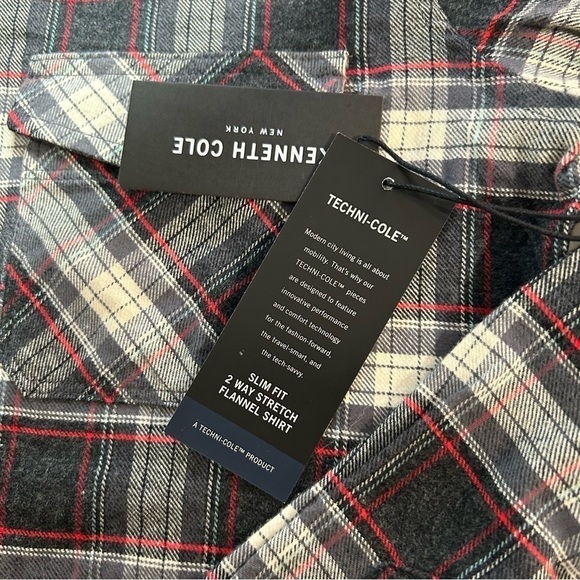 NWT Kenneth Cole Plaid Flannel Mens Small - Picture 5 of 11